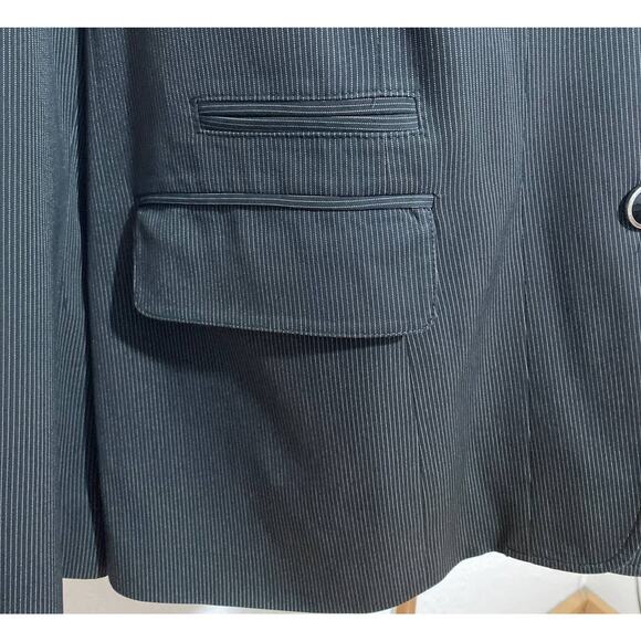 Lane Bryant Size 22 Black Pinstriped Two-Button Blazer Lined Pockets Business - Picture 2 of 6